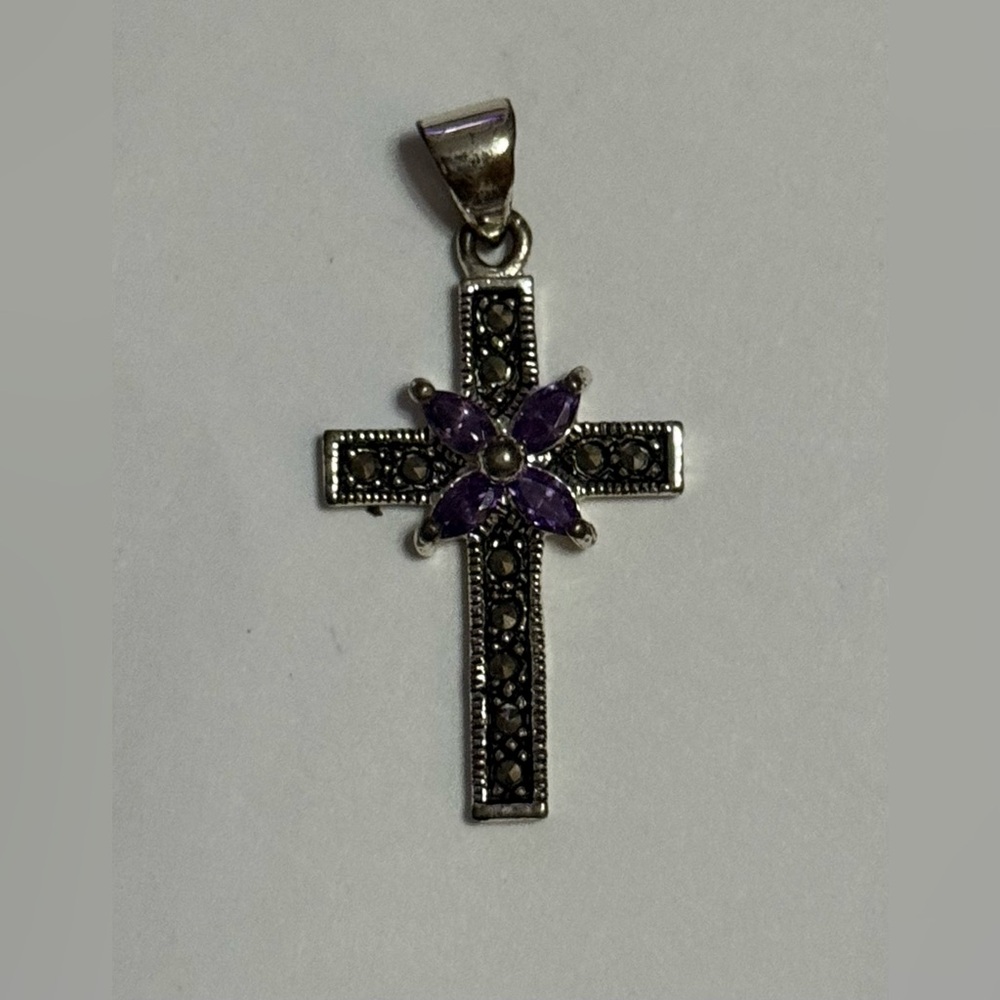 Silver and Amethyst Cross Pendant